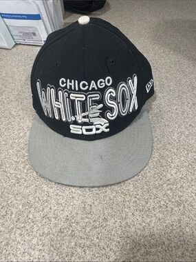Chicago White Sox Black Cap with Cream Strap and White Buckle